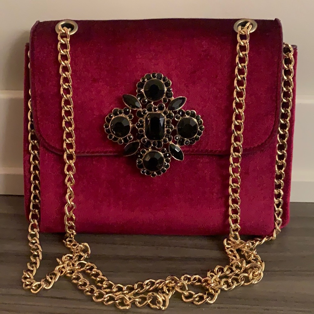 Velvet Gold Chain Handbag